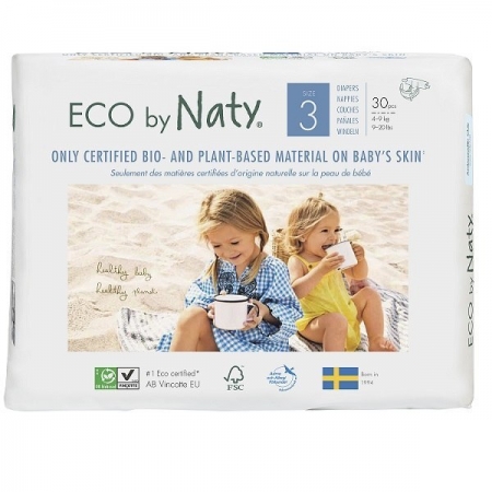 NATY Pieluchy jednorazowe no.3, 4-9 kg, 30 szt EKO